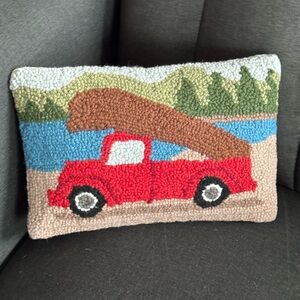 NWT Peking Handicraft Truck at the Lake Hand-Hooked Throw Pillow - 8x12”